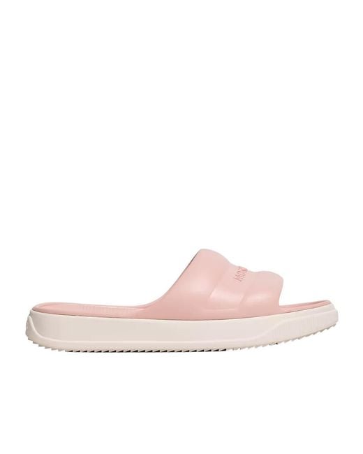 Moncler Pink Altive Logo Slide Sandals