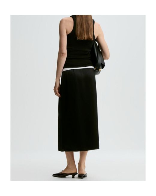 By Malene Birger Black Pacia Satin-Effect Midi Skirt