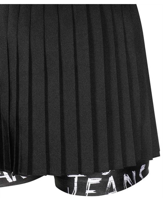 Versace Jeans Black Couture Pleated High-Waisted Skorts