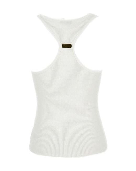 Elisabetta Franchi White Micro-Braided Knit Top