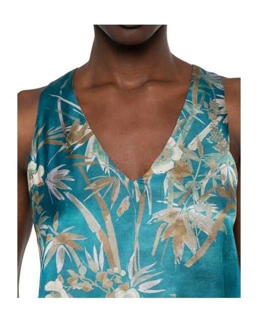 Forte_forte Blue Floral-Print Sleeveless Top