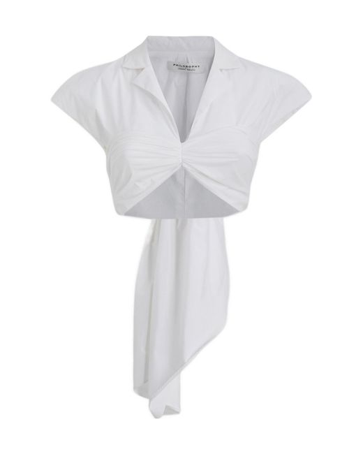 Philosophy Di Lorenzo Serafini White Tie Fastened Cropped Blouse