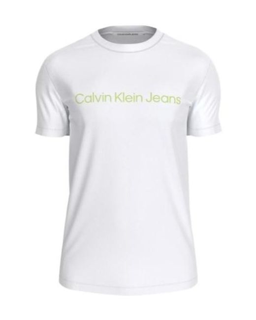 Calvin Klein White Logo-Printed T-Shirt for men