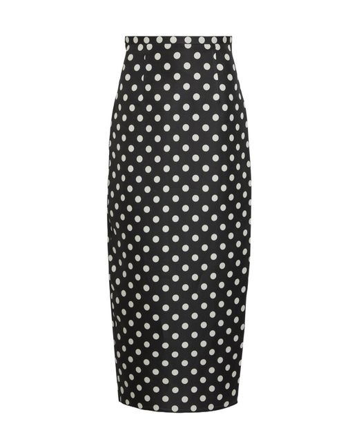 Khaite Black Winton Polka-Dot Silk Midi Skirt