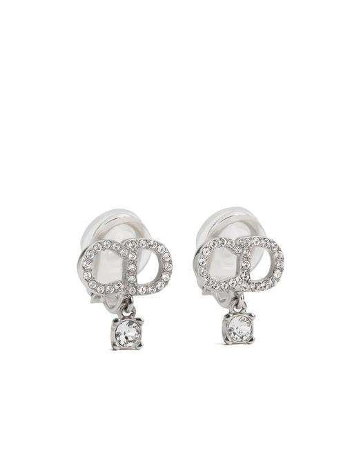 Dior White Cd Signature Clip-On Earrings