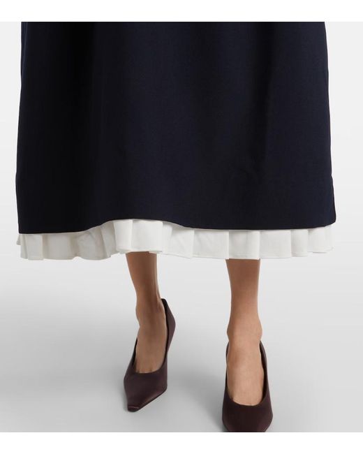 ShuShu/Tong Blue Bow-Detail Wool And Silk Midi Dress