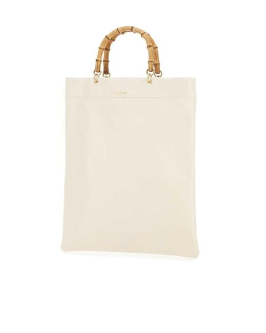 Jil Sander Natural Embossed Top Handle Bag