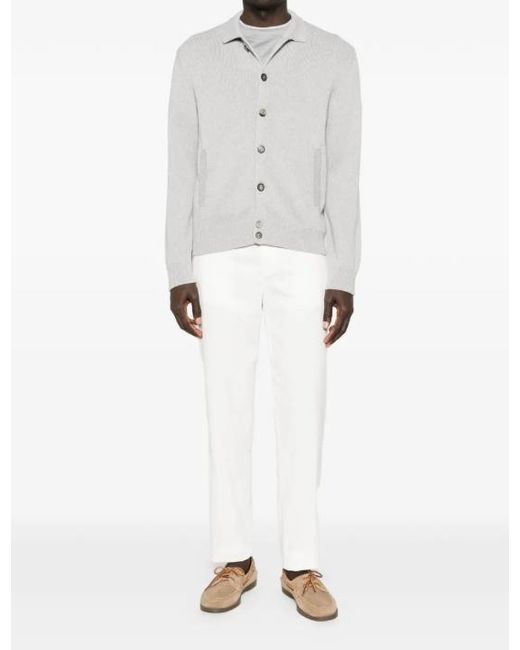 Eleventy White Button Pocket Cardigan for men