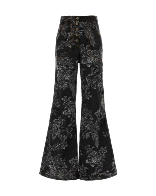 Etro Black Jacquard Flared Jeans