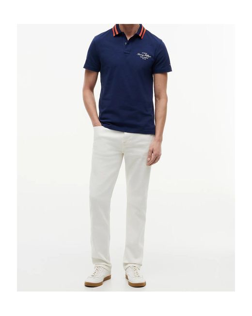 Tommy Hilfiger Blue Regular Fit Tipped Collar Jersey Polo Shirt for men