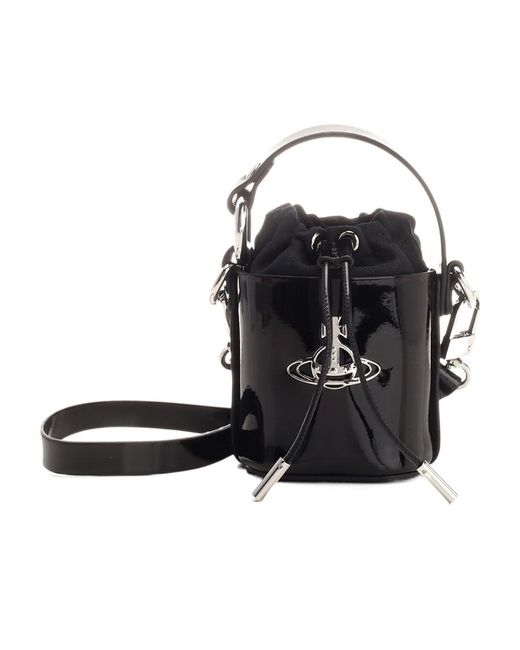 Vivienne Westwood Black Daisy High-Shine Mini Bag