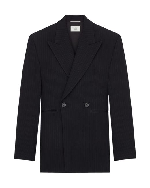 Saint Laurent Blue Double-Breasted Jacket for men