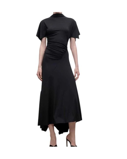 Victoria Beckham Black Blousey Midi Dress
