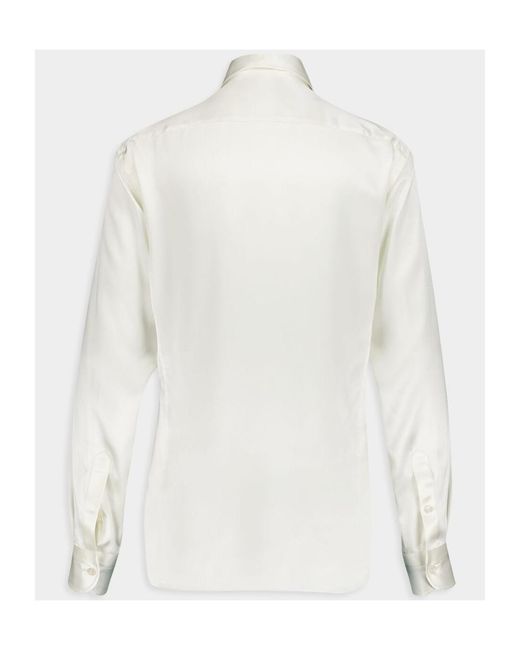 Tom Ford White Long-Sleeve Silk Shirt