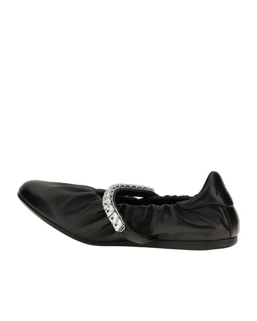 Jimmy Choo Black Jade Crystal-Strap Ballet Flats