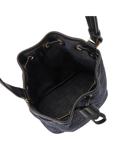 Burberry Black Drawstring Denim Bucket Bag