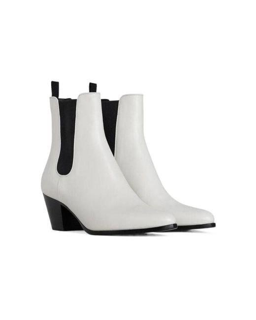 Céline White Saint Germain Des Pres Shiny Calfskin Boots