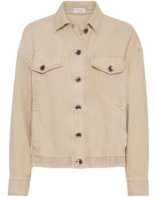 Brunello Cucinelli Natural Monili Embellished Elastic Waistband Jacket