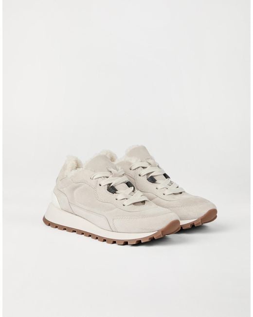 Brunello Cucinelli White Monili-Detail Sneakers