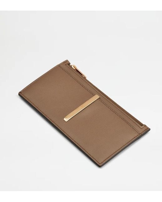 Tod's Brown Logo Plaque Wallet