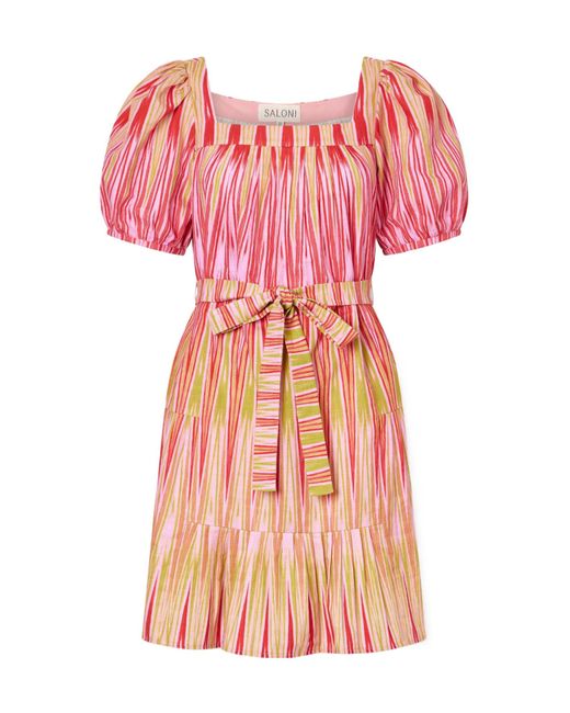 Saloni Pink Printed Cotton Mini Dress