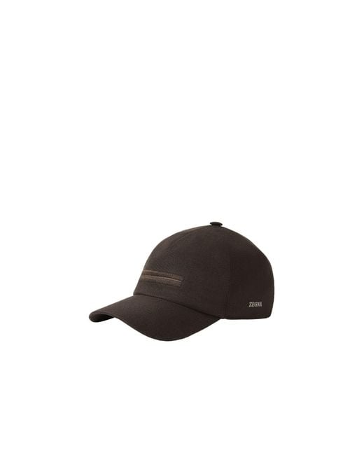Zegna Brown Road Embroidered Baseball Hat for men