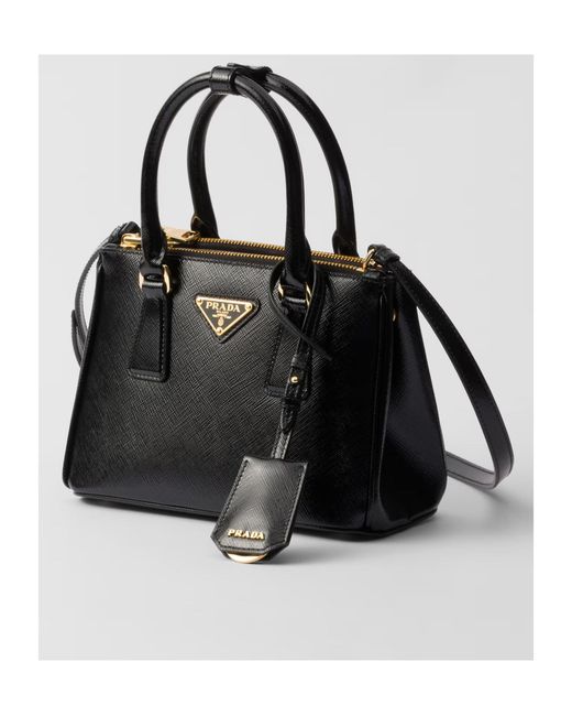 Prada Black Galleria Mini Patent Saffiano Bag