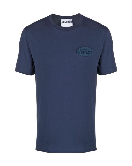 Moschino Blue Logo-Plaque T-Shirt for men