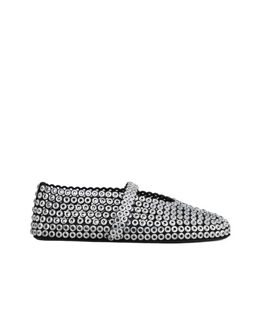 Alaïa White Alaïa Embellished Ballet Flat Shoes