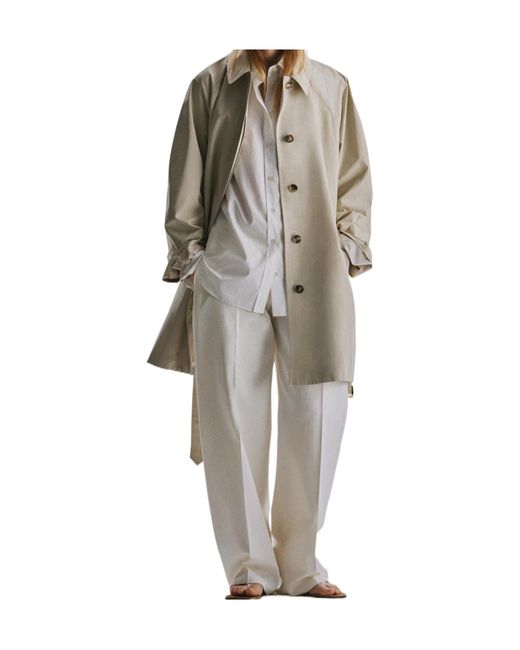 The Row White Amaya Button Detailed Coat