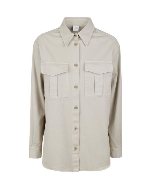 Aspesi Gray Curved Hem Shirt