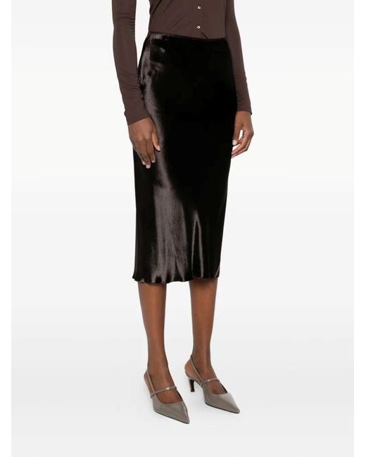 Dorothee Schumacher Black Velvet Bias-Cut Skirt