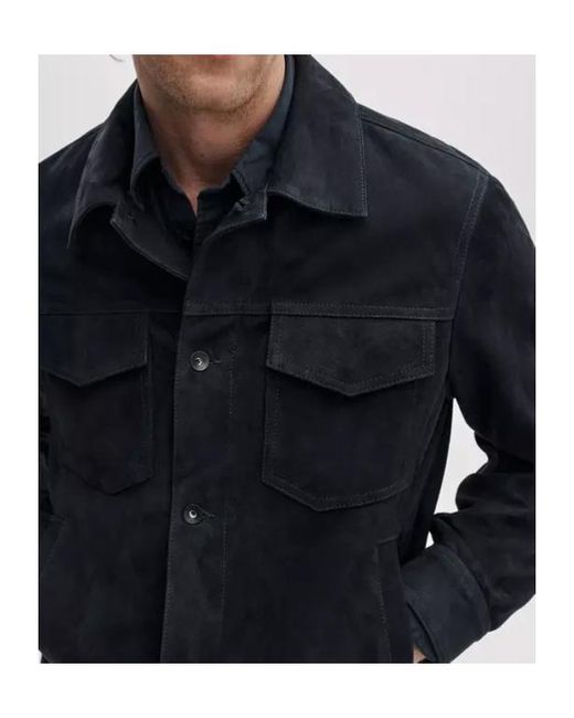 Rag & Bone Black Suede Trucker Jacket for men