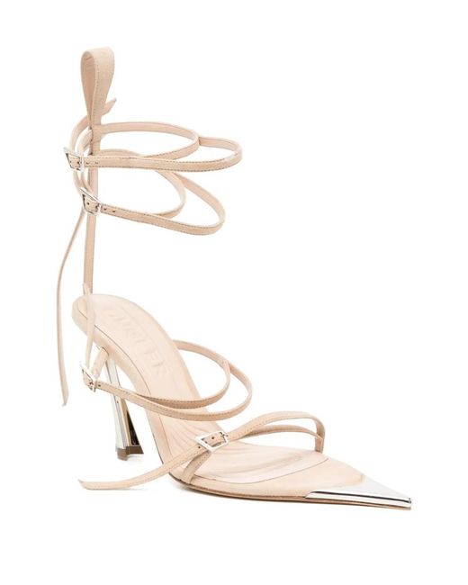 Mugler White 95Mm Leather Strappy Fang Sandals