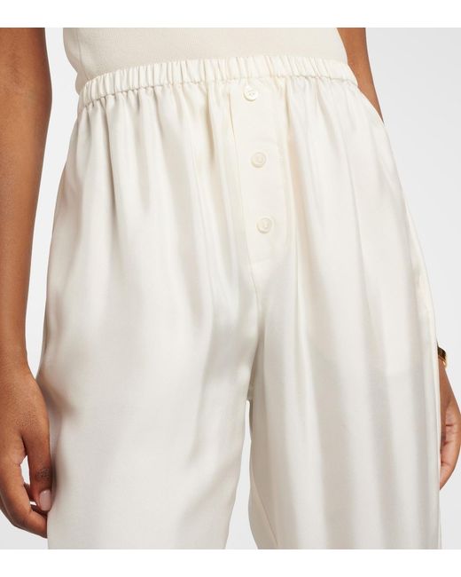 Rohe White Silk Wide-Leg Pants