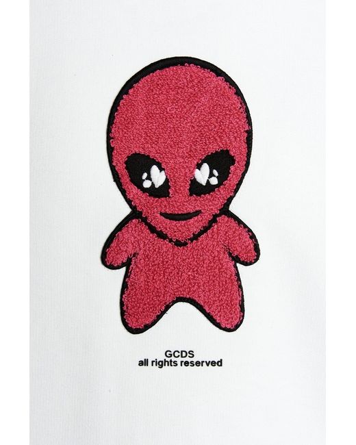 Gcds White Weirdo Drawstring Hoodie for men