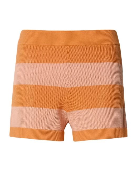 Lacoste Orange Striped Mesh Knit Shorts