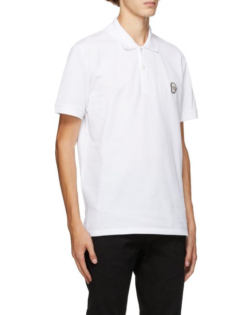 McQueen White Skull Patch Polo Shirt for men