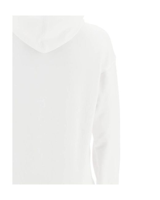 Moschino White Teddy Bear Printed Drawstring Hoodie for men