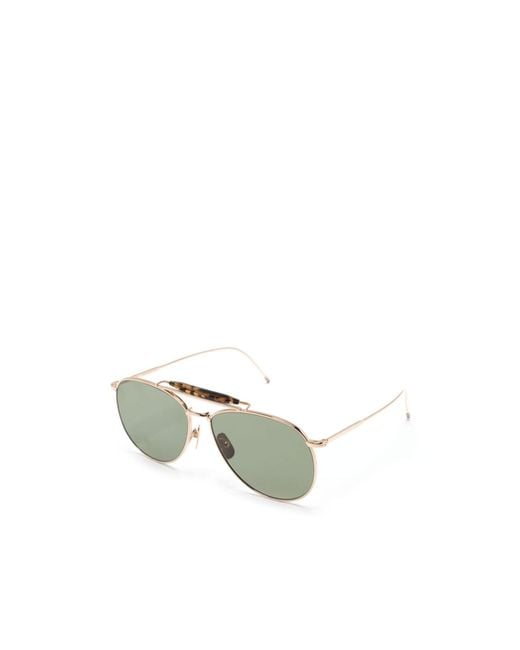 Thom Browne White Eyewear Aviator Frame Sunglasses for men
