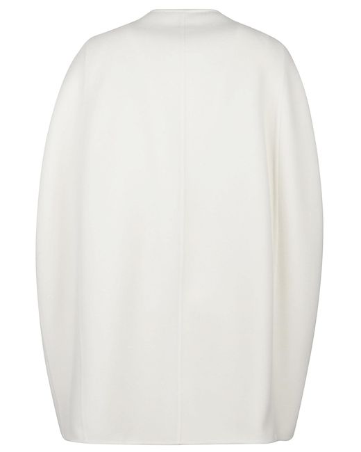 Max Mara White Placido Zip-Up Crewneck Coat