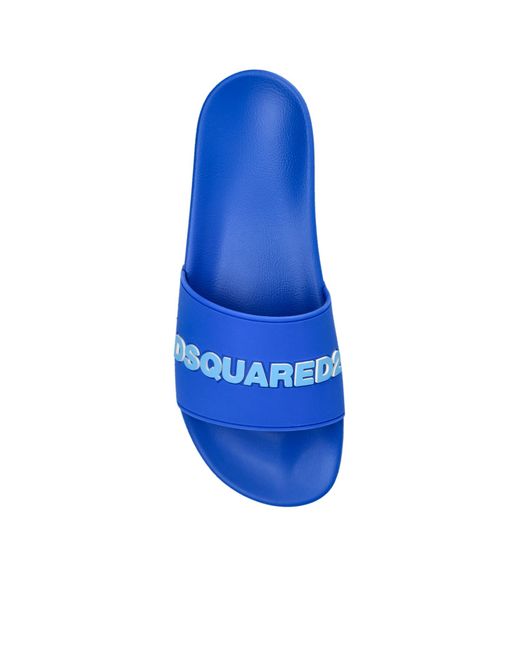 DSquared² Blue Logo Embossed Slip-On Slides for men