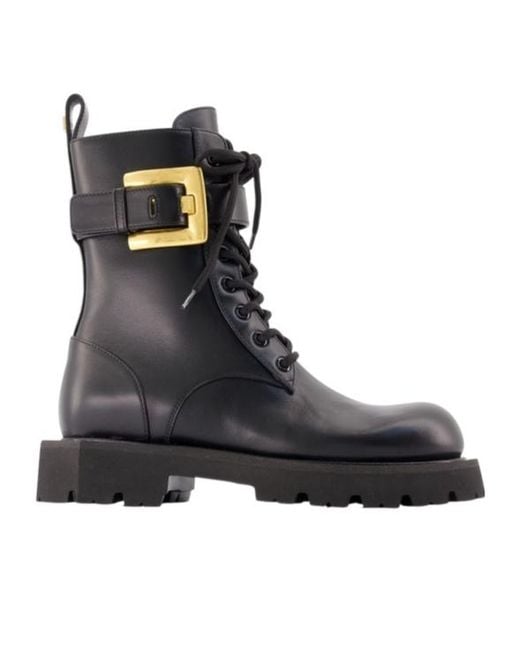 Balmain Black Ranger Anthem Buckle-Strap Ankle Boots