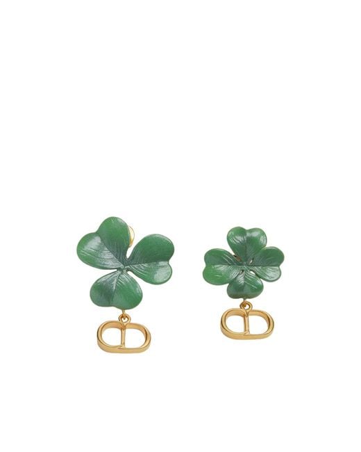 Dior Green Clover Earrings
