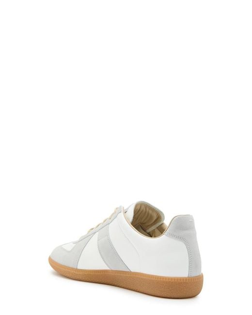 Maison Margiela White Replica Panelled Leather Sneakers for men