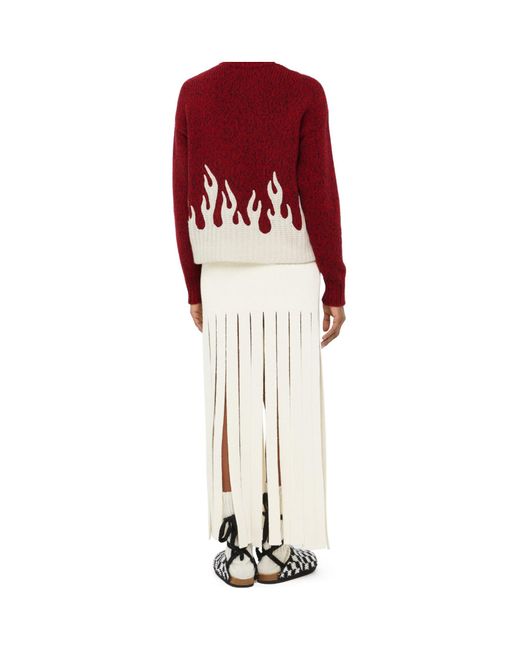 Alanui Red Crew-Neck Wool-Cashmere Blend Jumper