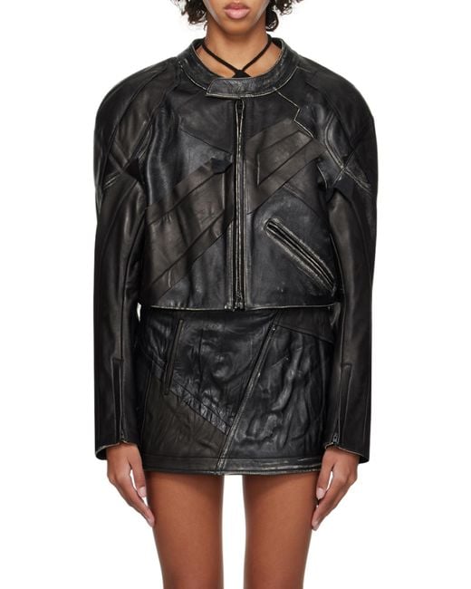 Acne Gray Patchwork Leather Jacket