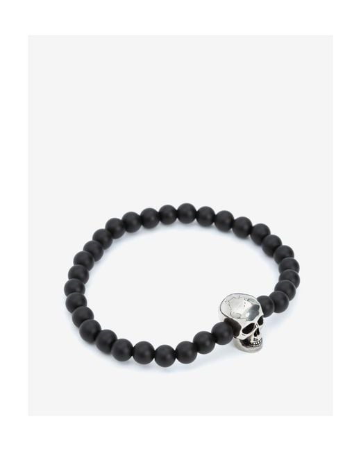 McQueen Multicolor Skull Charm Bead-Detailed Bracelet for men