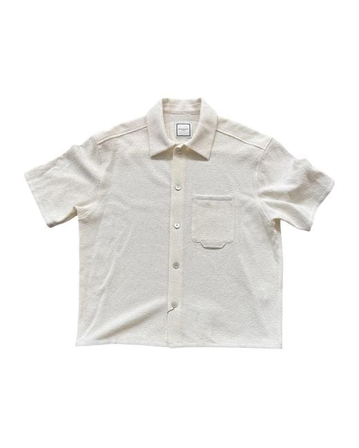Wooyoungmi White Textured-Knit Chest-Pocket Shirt for men