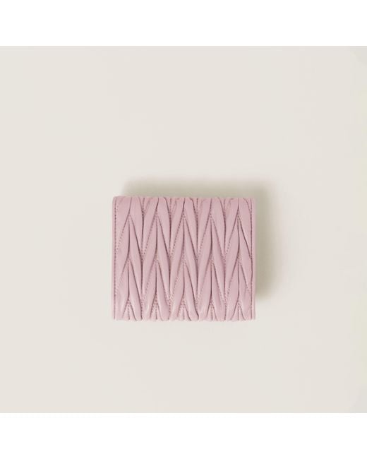Miu Miu Pink Small Matelassé Nappa Leather Wallet
